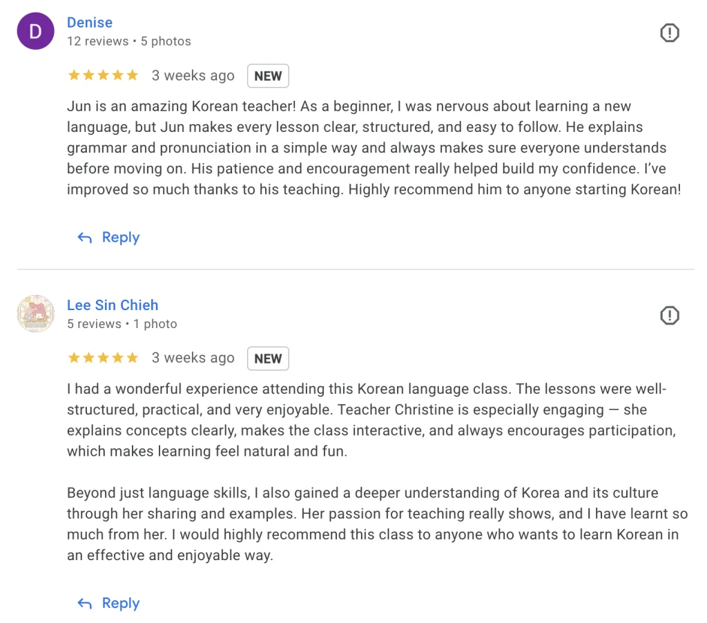 Google reviews of Korean Explorer