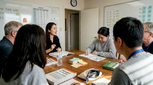Korean class active group lesson scene