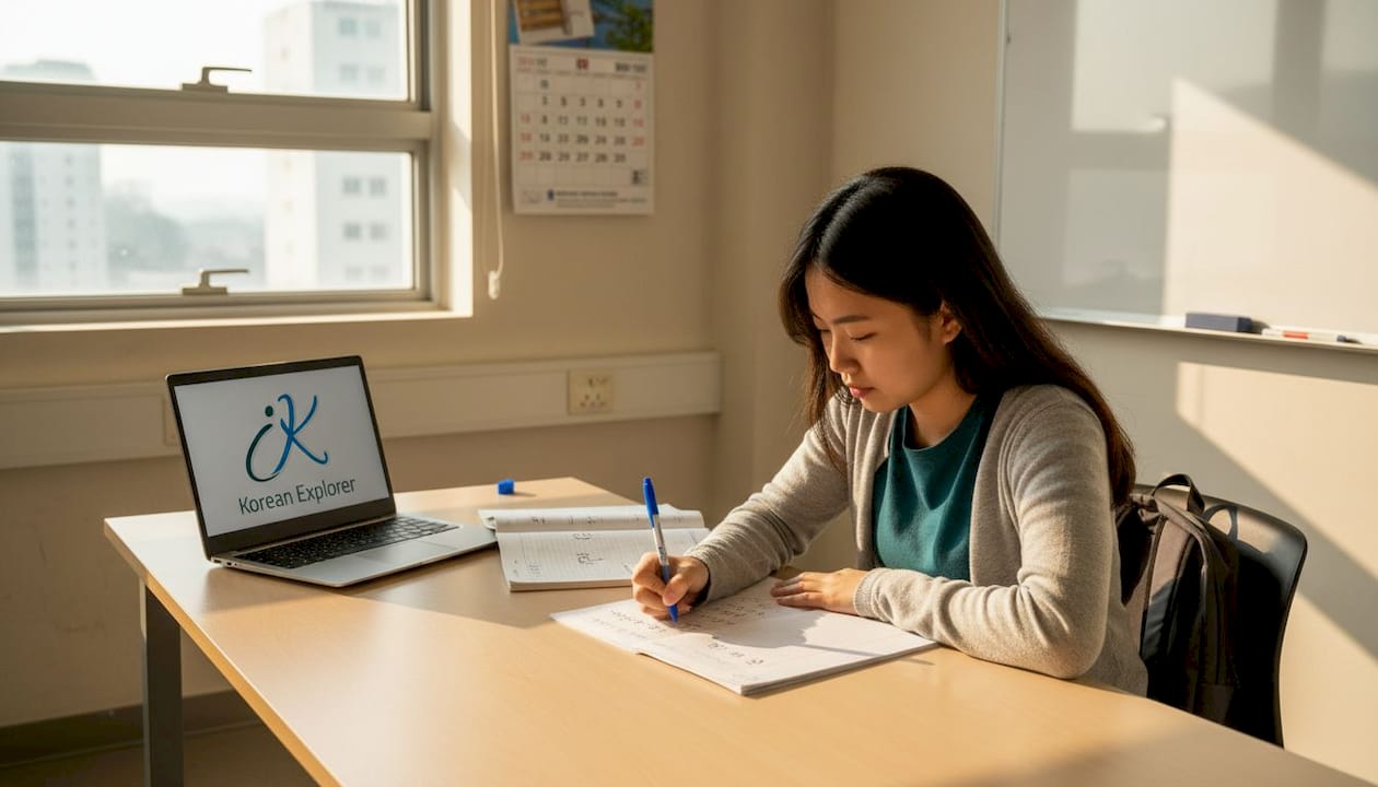 Student practicing Korean in Singapore classroom