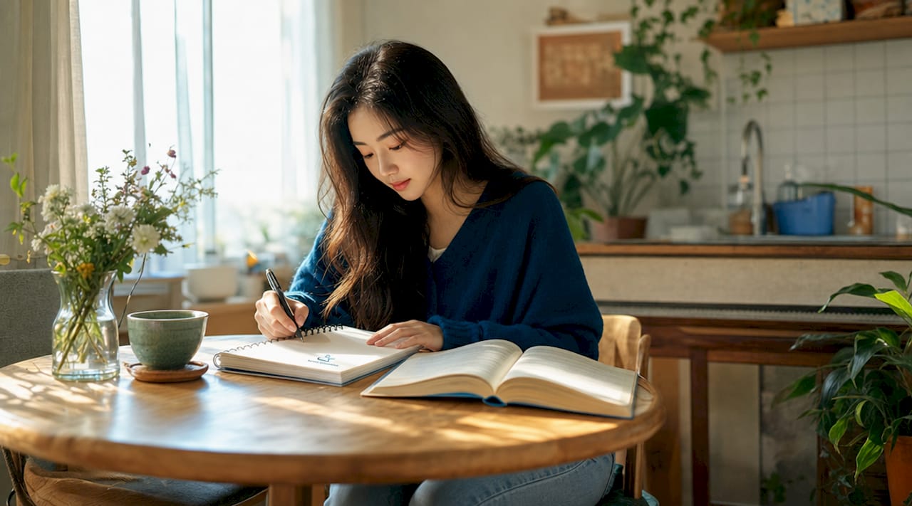 Person studying advanced Korean language