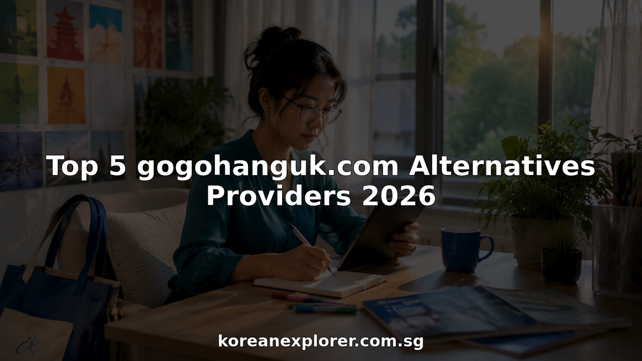 Woman researching Korean language school alternatives