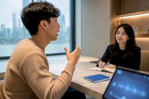 Learner receiving live Korean pronunciation feedback