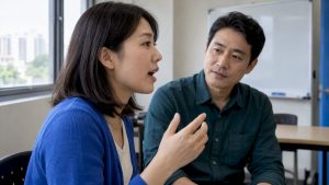 Adult learner practising Korean batchim pronunciation