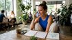 Adult practicing Korean speaking at kitchen table