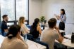 Adult learners in Korean language class